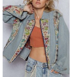 NEW 48 hr preview : “The Louisa”Floral Patchwork Denim Jacket
